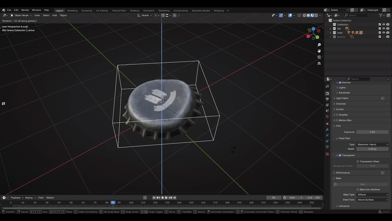 blender ui model rotating